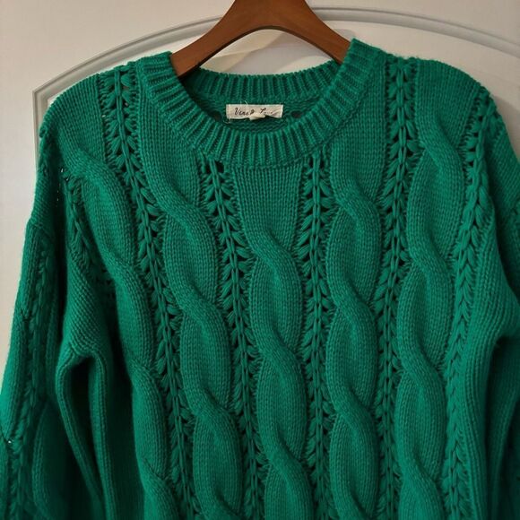 VINE & LOVE chunky knit sweater green women’s sz large St.‎ Patrick’s Day - Picture 3 of 8